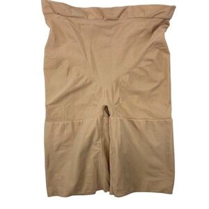 SPANX Power Series Open-Bust Mid-Thigh Bodysuit Shaper 1X Nude Open Gusset